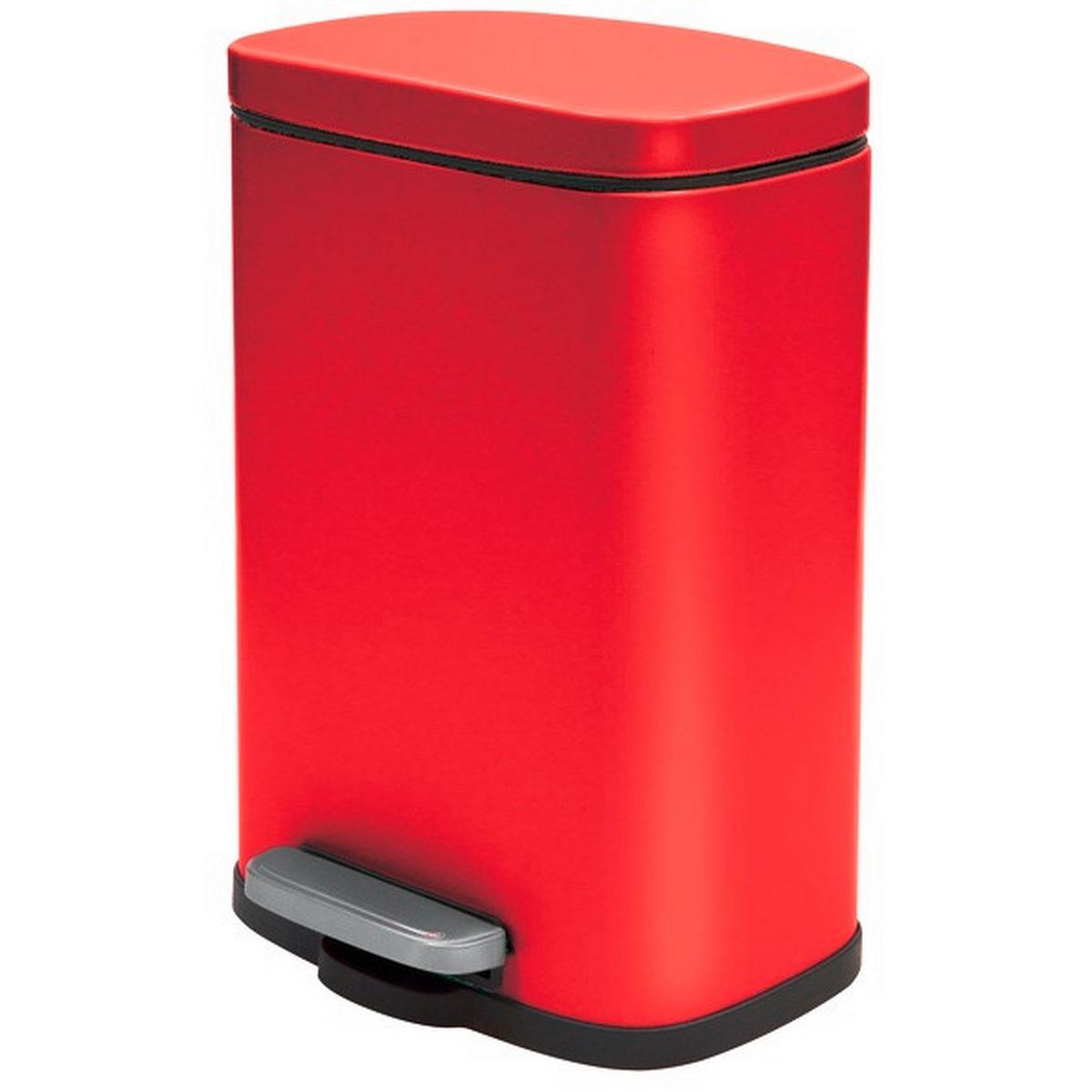 Treteimer Akira 5l Rot Metall Lxbxh: 21,4x17,6x30 Cm - Rot/Schwarz, Basics, Kunststoff/Metall (21,4/17,6/30cm)