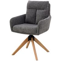 Armlehnstuhl Malik Webstoff Grau, B: 59 cm - Naturfarben/Grau, KONVENTIONELL, Holz/Textil (59/92/63cm) - Livetastic