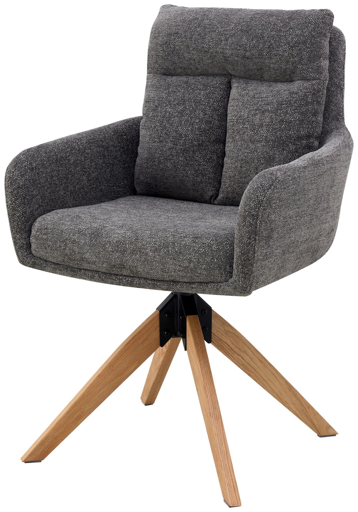 Armlehnstuhl Malik Webstoff Grau, B: 59 cm - Naturfarben/Grau, KONVENTIONELL, Holz/Textil (59/92/63cm) - Livetastic