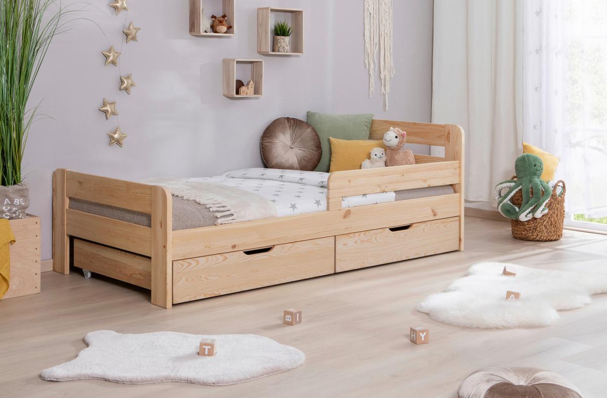 Bett Bennet Naturfarben Inkl. Zubehör, 90x200 Cm - Naturfarben, MODERN, Holz/Textil (90/200cm) - MID.YOU