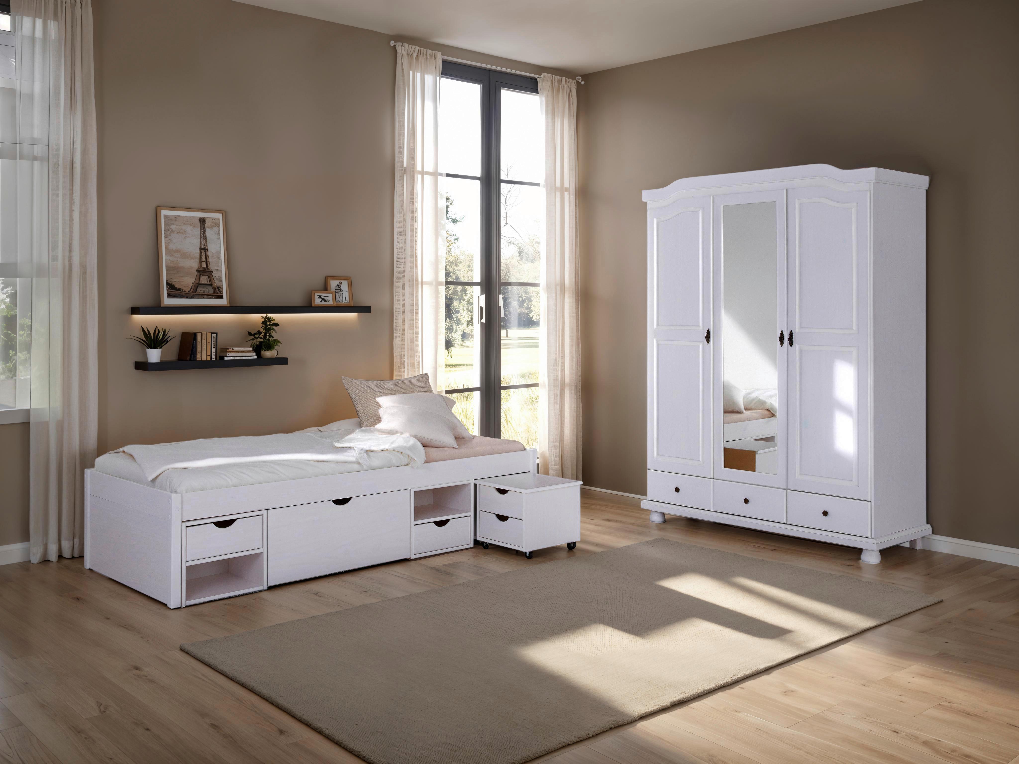 EINZELZIMMER Kappl Weiß 3-teilig - Weiß/Naturfarben, MODERN, Holz - MID.YOU