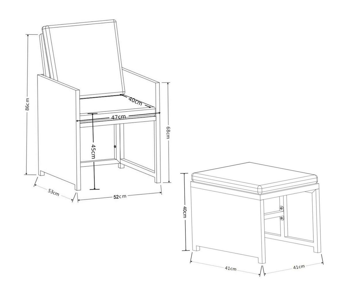 Gartensessel-Set 4-Tlg. Raloso Metall/Kunststoff/Textil - Braun/Weiß, MODERN, Kunststoff/Textil (53/84/53cm) - Ambia Garden