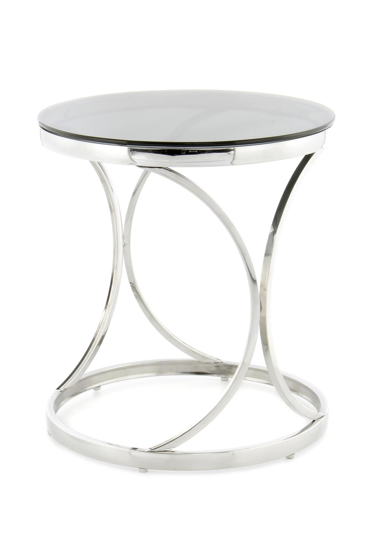 Beistellitsch mit Glasplatte Weyda, Silber/Schwarz - Silberfarben/Schwarz, Basics, Glas/Metall (50/50/55cm) - Kayoom