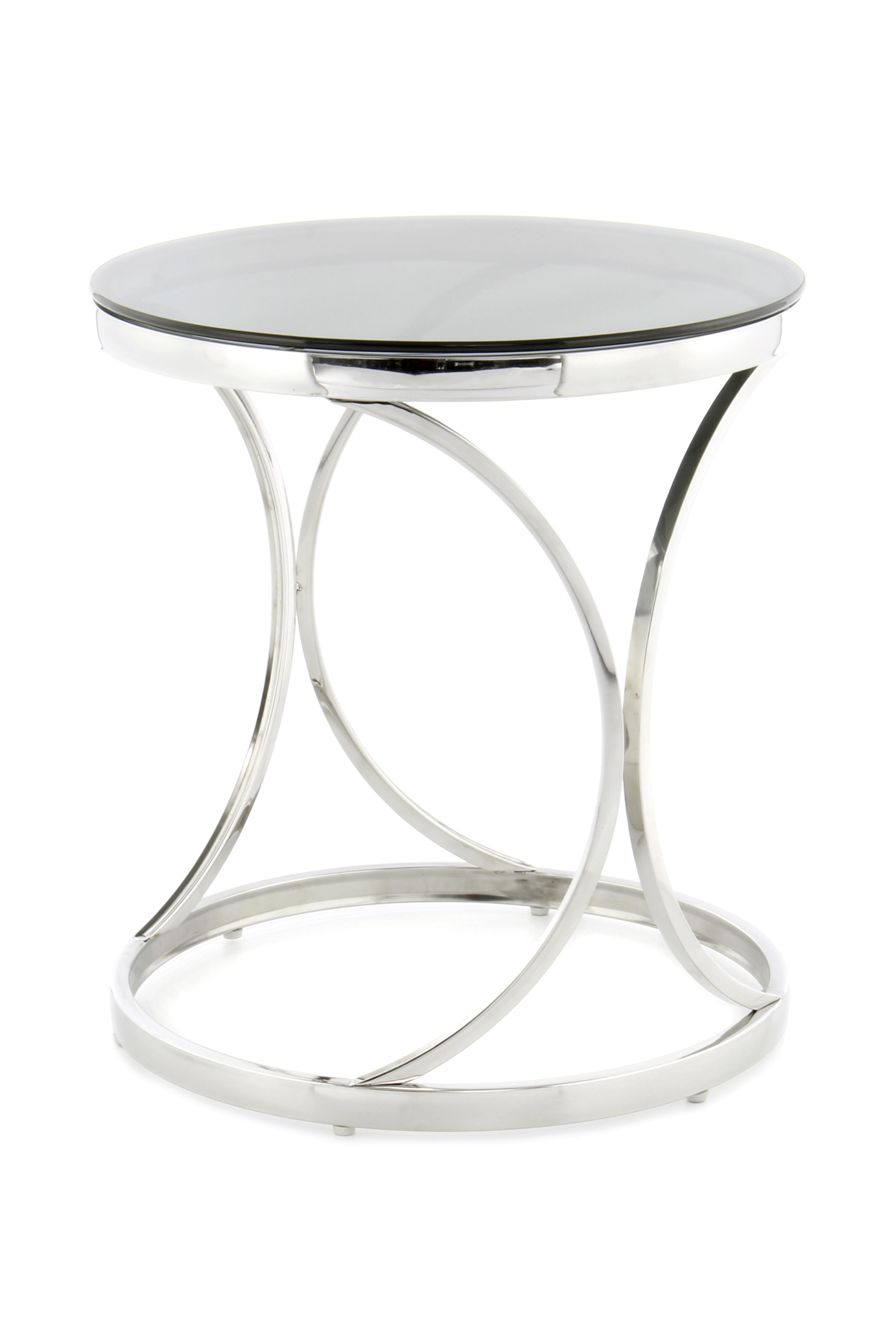 Beistellitsch mit Glasplatte Weyda, Silber/Schwarz