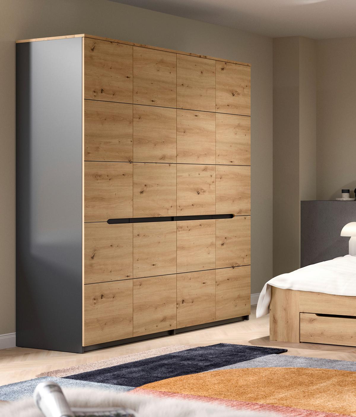 Drehtürenschrank Canu Eiche Artisan Dekor B: 180cm - Eiche Artisan, MODERN, Holzwerkstoff (180/198/59cm) - MID.YOU