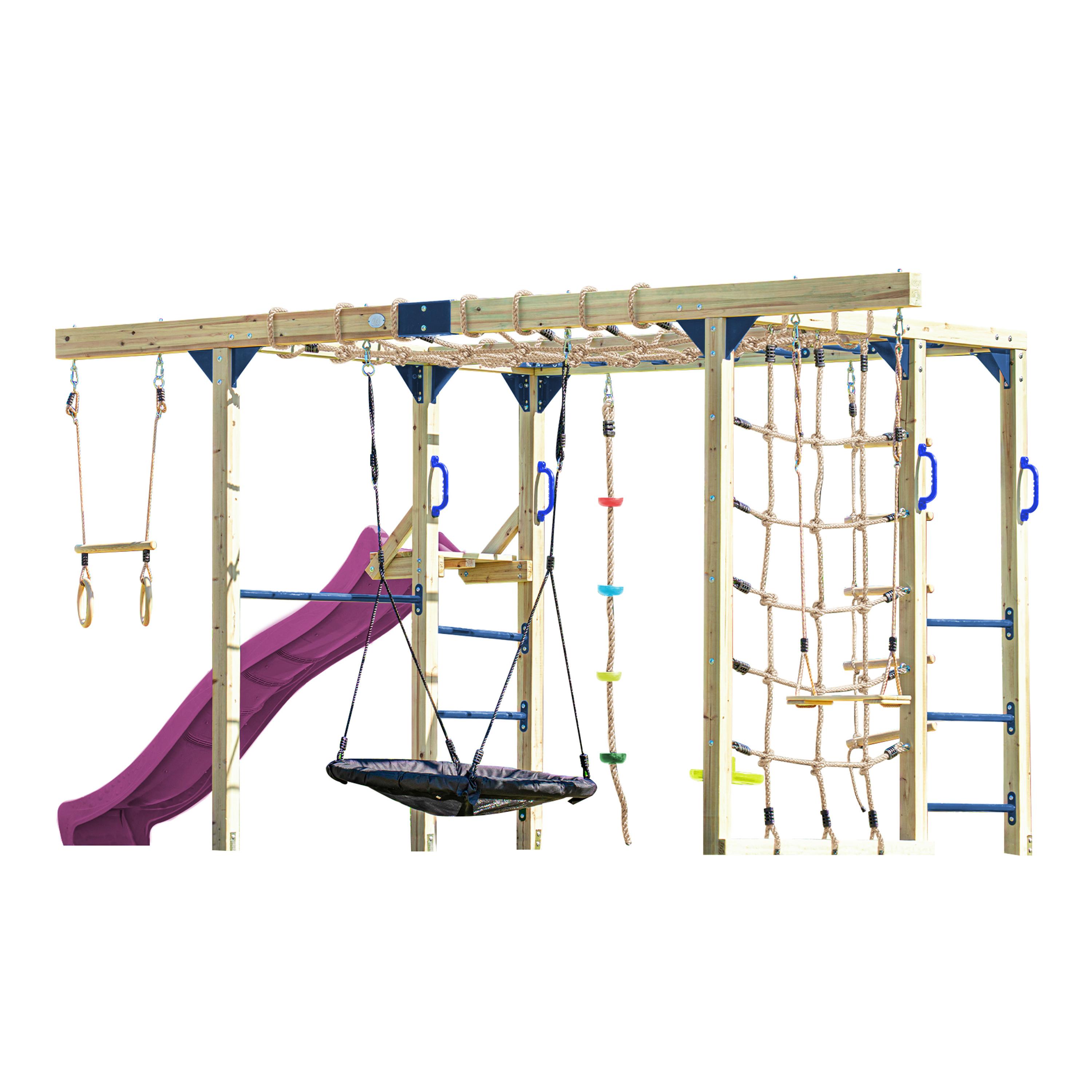 Klettergerüst mit Rutsche Lila - Blau/Lila, Basics, Holz/Kunststoff (522,5/196,2/205cm) - Ambia Garden