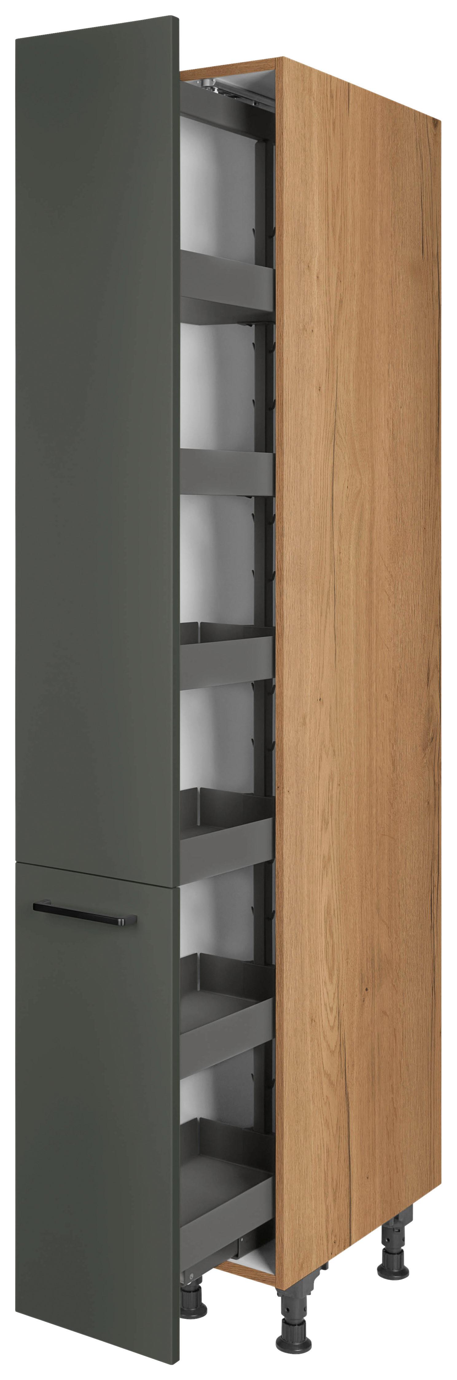 Apothekerschrank Easytouch - Eichefarben/Grün, MODERN, Holzwerkstoff/Metall (30/216,6/58cm) - Nobilia