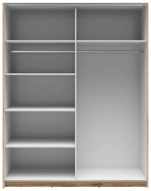 Schwebetürenschrank Tetrix - Klar/Eiche Wotan, MODERN, Glas/Holzwerkstoff (153,5/195,5/60cm) - MID.YOU