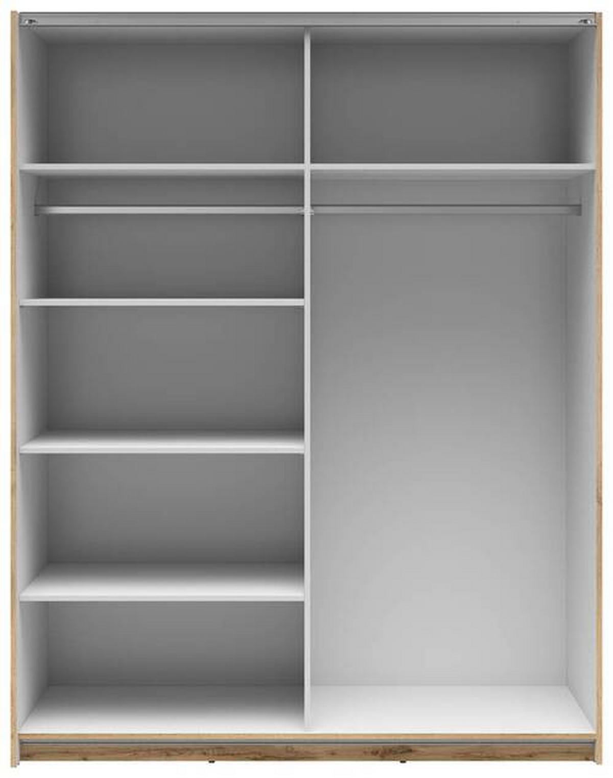 Schwebetürenschrank Tetrix - Klar/Eiche Wotan, MODERN, Glas/Holzwerkstoff (153,5/195,5/60cm) - MID.YOU