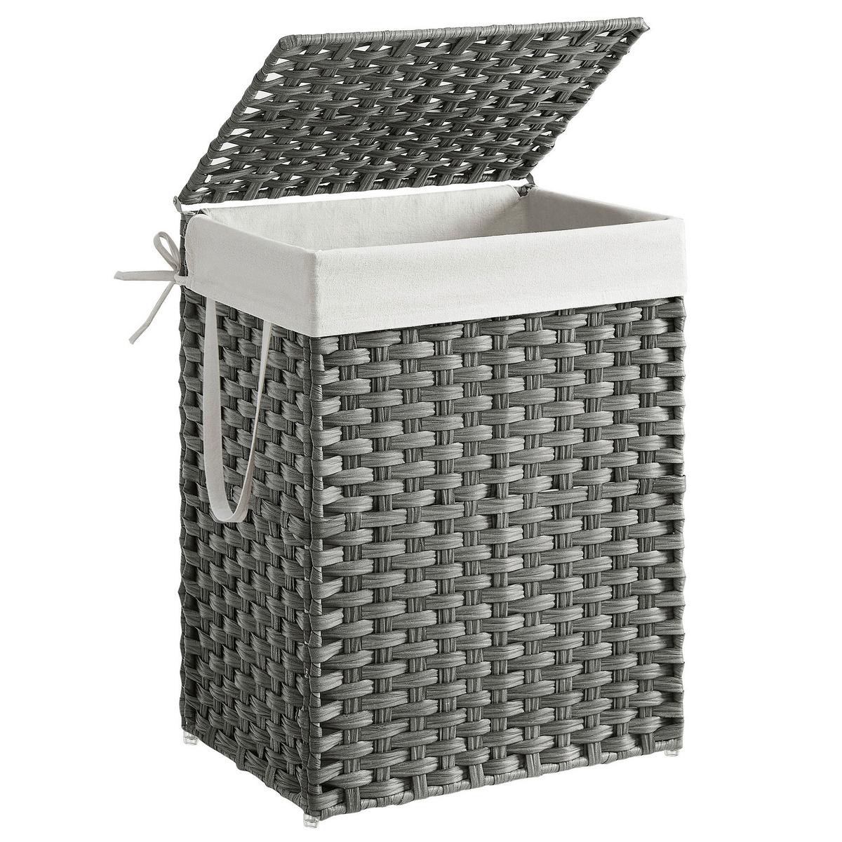 Wäschekorb Grau B: 46 Cm - Grau, Basics, Kunststoff/Textil (46/61/33cm)