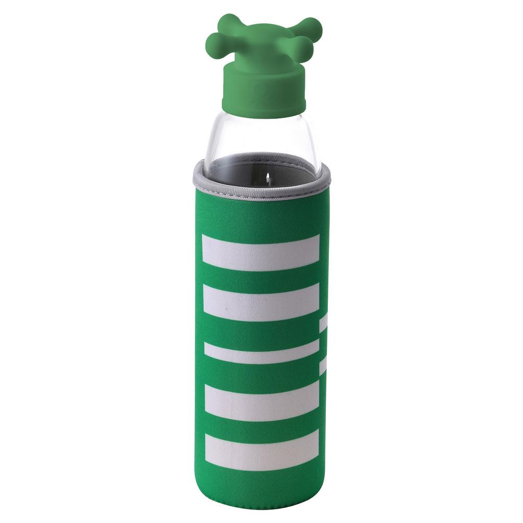 Trinkflasche Grün / Weiß 0,5 L Kunststoff/Glas