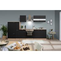 Küchenzeile ohne Geräte B: 300 cm Schwarz/Eiche Dekor - Eichefarben/Schwarz, Basics, Holzwerkstoff (300cm) - Respekta