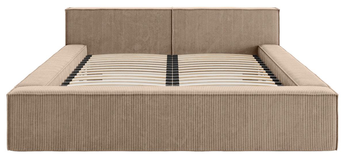 Polsterbett inkl. Lattenrost 180x200 - Hellbraun/Beige, Basics, Holz/Textil (180/200cm) - Livetastic