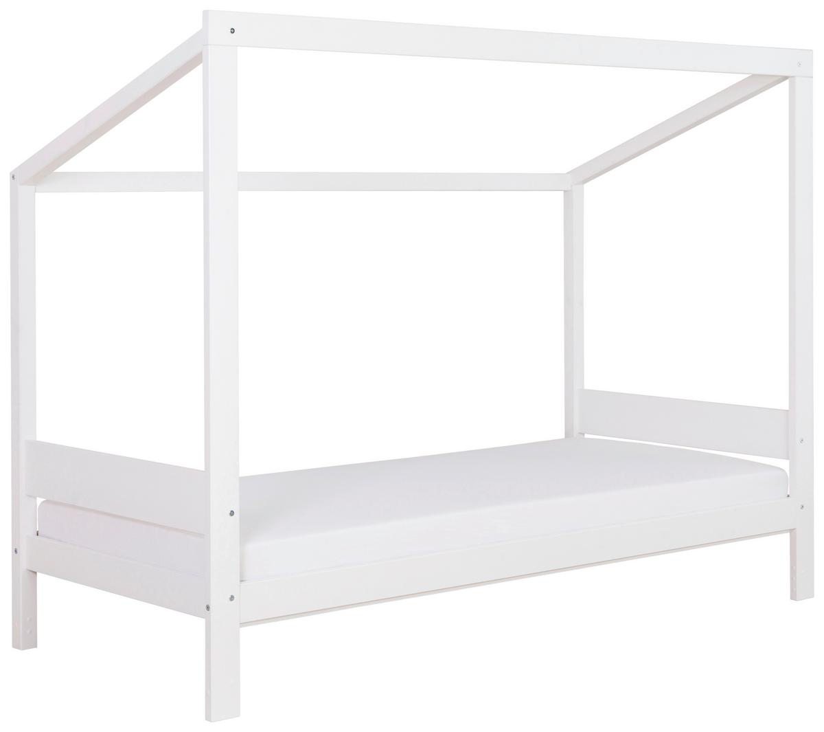 Bodenbett mit Matratze 90x200 cm Weiß - Weiß/Naturfarben, MODERN, Holz/Textil (90/200cm) - MID.YOU