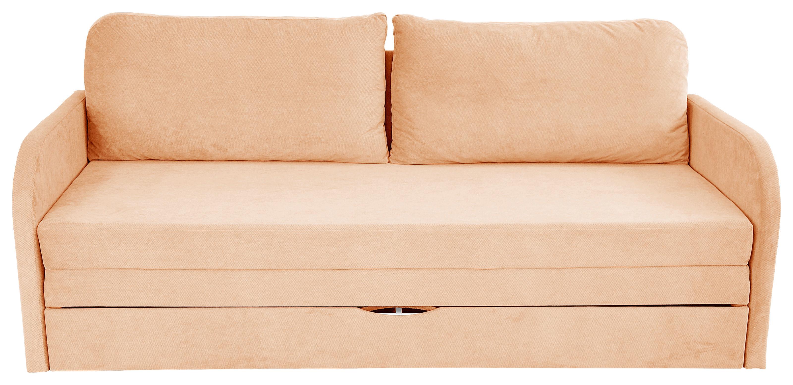 Schlafsofa Mit Bettkasten Milan Aprikose B: 203 Cm - Aprikose/Schwarz, Design, Textil (203/77/86cm) - MID.YOU