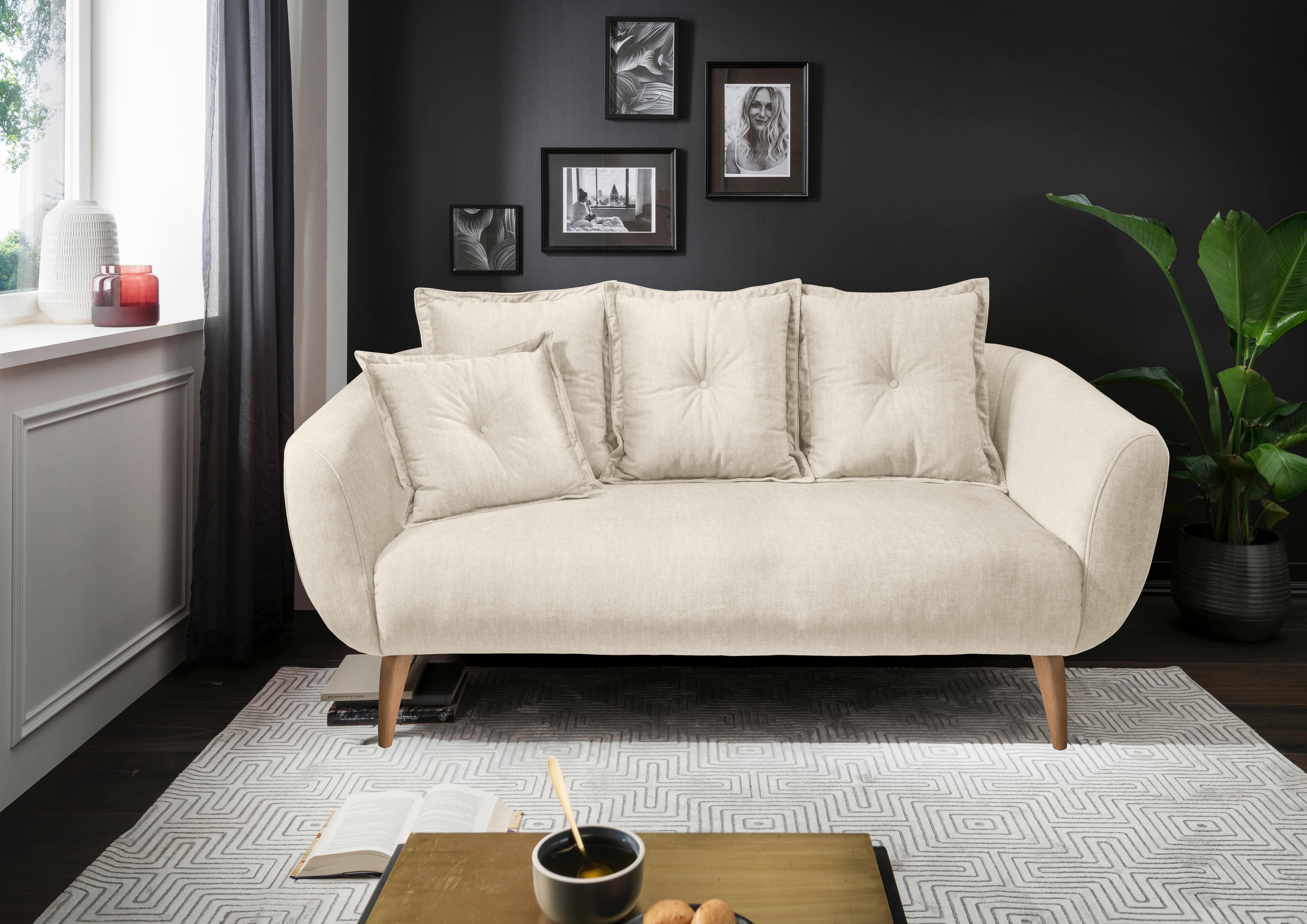 2,5-Sitzer-Sofa Baggio Beige, Buchefarben, B:196 cm - Beige/Buchefarben, MODERN, Textil (196/94/103cm) - Livetastic