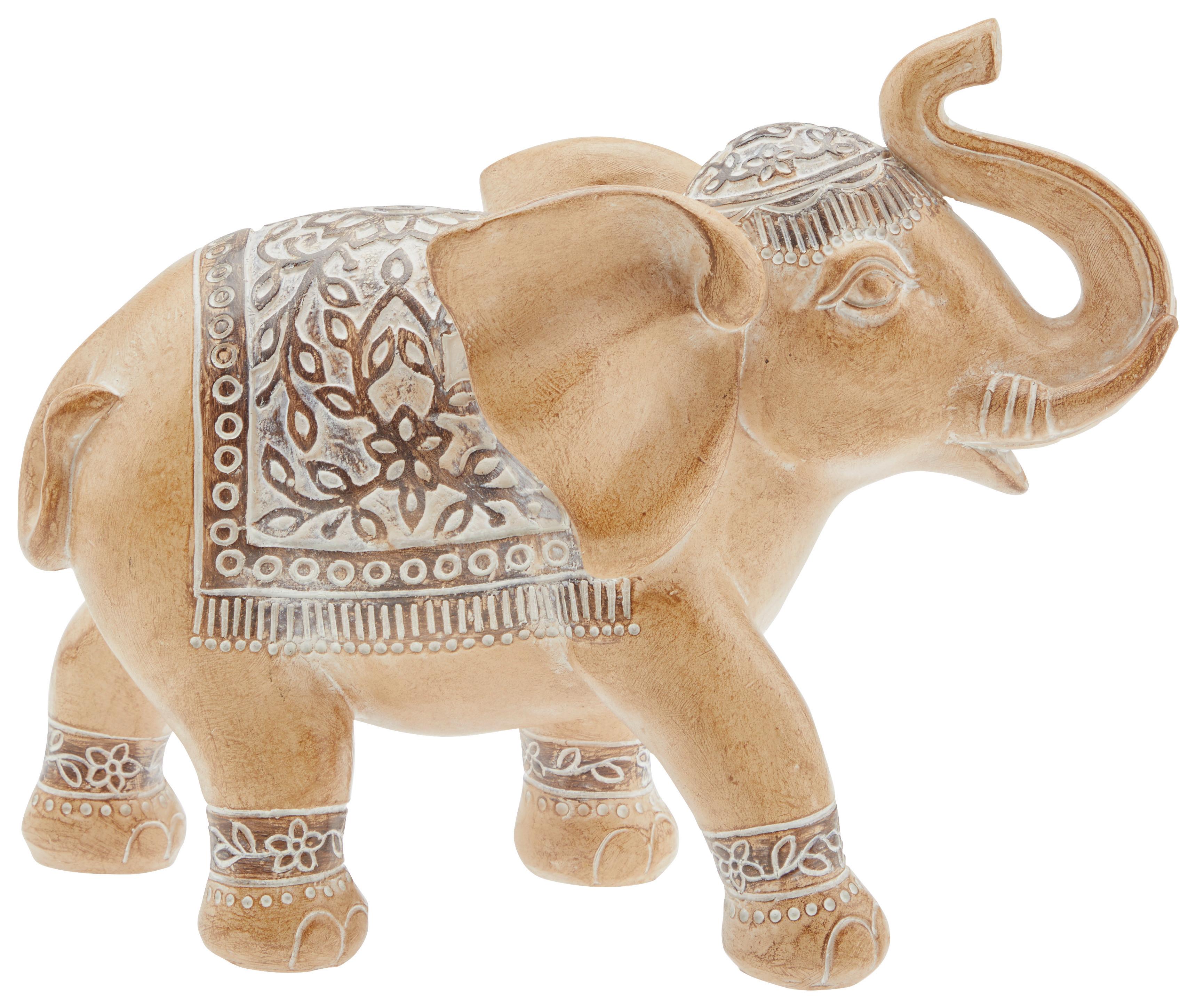 Dekoelefant Luna - Braun/Weiß, LIFESTYLE, Kunststoff (25/10,5/20cm) - Luca Bessoni
