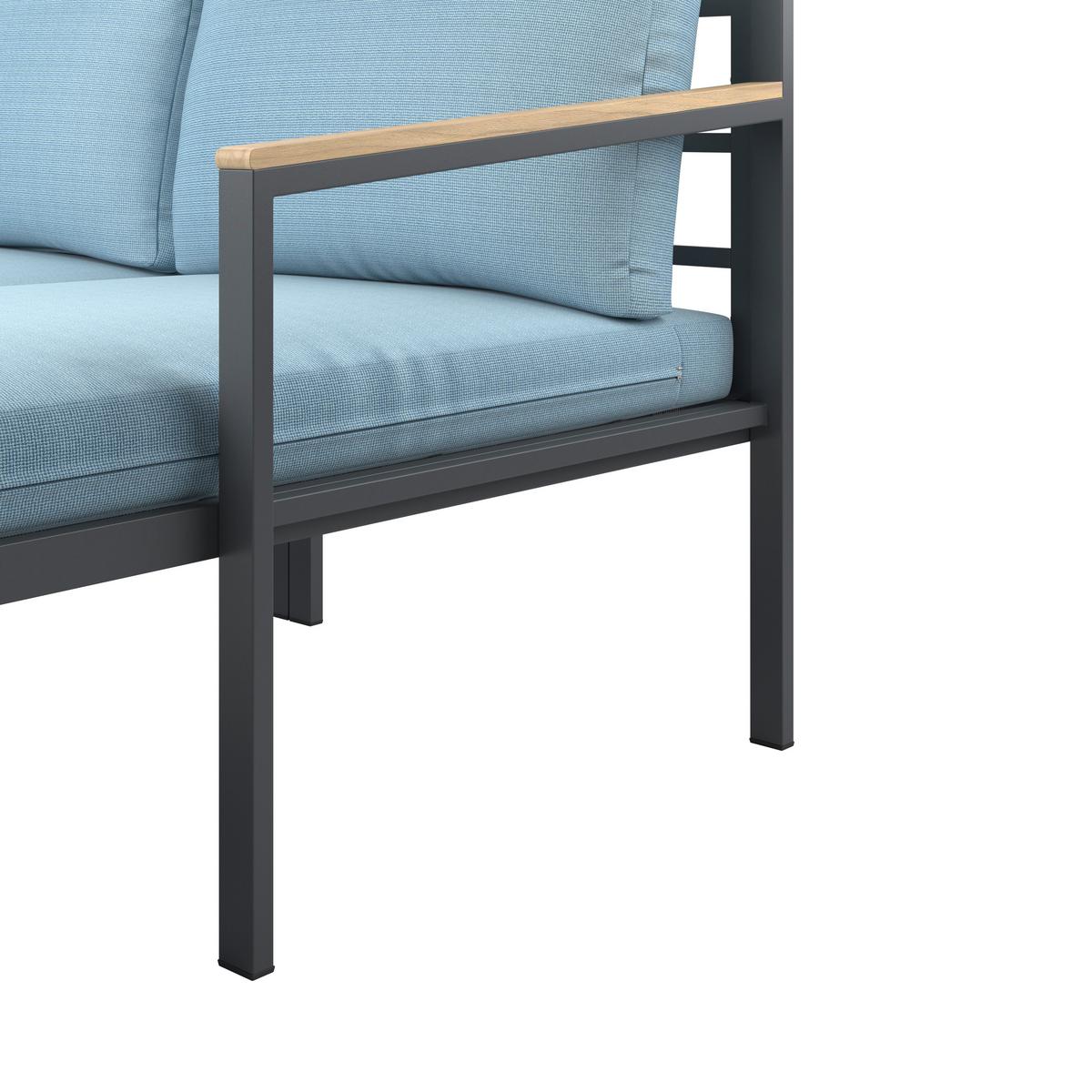 Loungegarnitur Mauri - Anthrazit/Weiß, MODERN, Holz/Textil (219/142cm) - Beldano