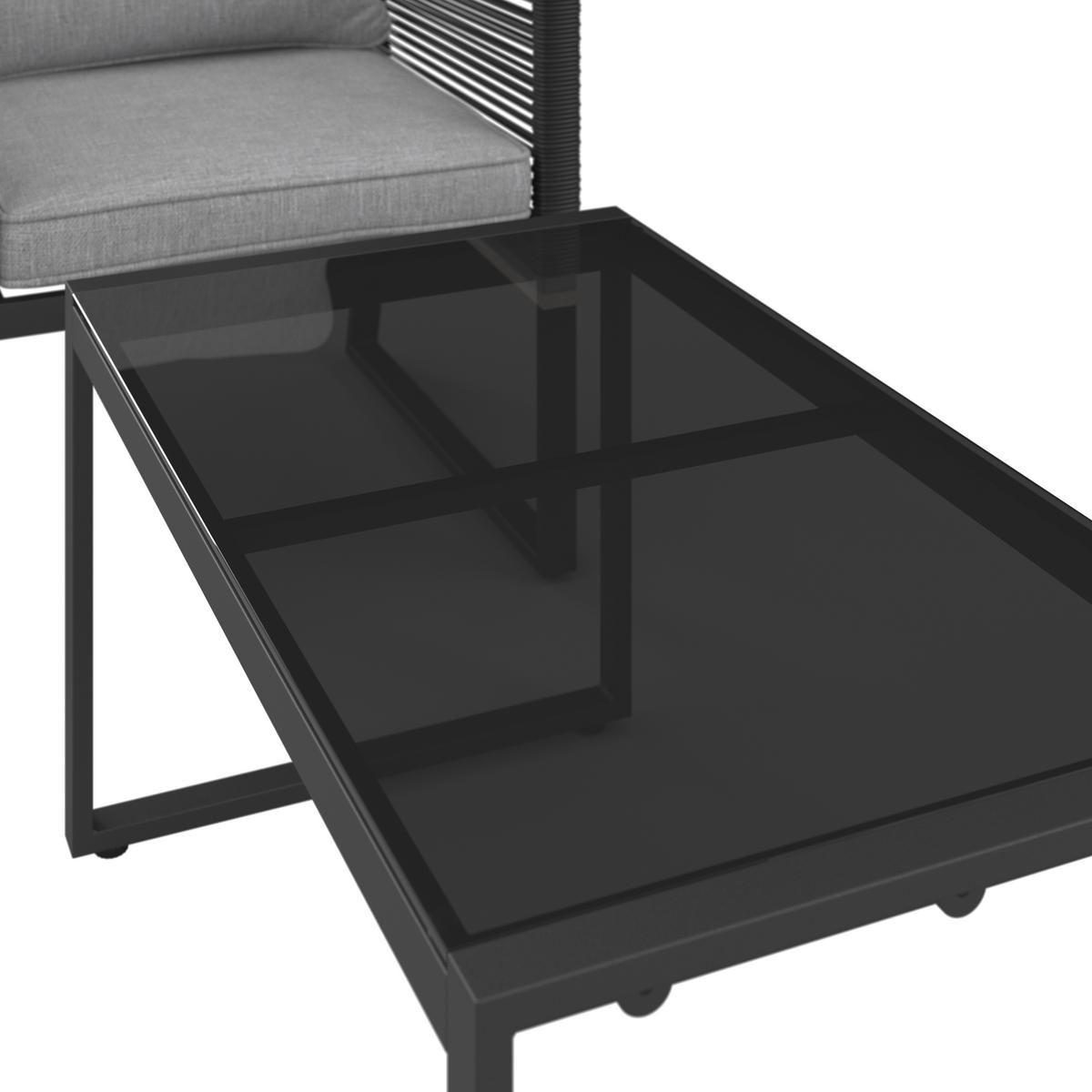 TERASOVÁ SEDACIA SÚPRAVA PAULINA - čierna/svetlosivá, Modern, kov/textil (106/74/70,5cm) - Bessagi Garden