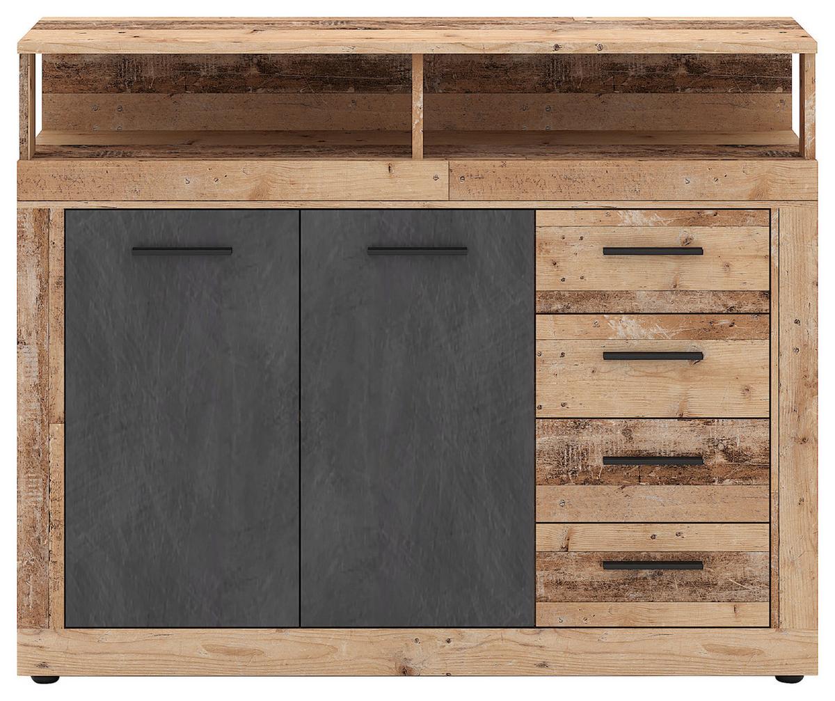 Kommode 119,5cm Luna A Anthrazit - Eichefarben/Anthrazit, Design, Holzwerkstoff (119,5/96,8/32cm) - MID.YOU