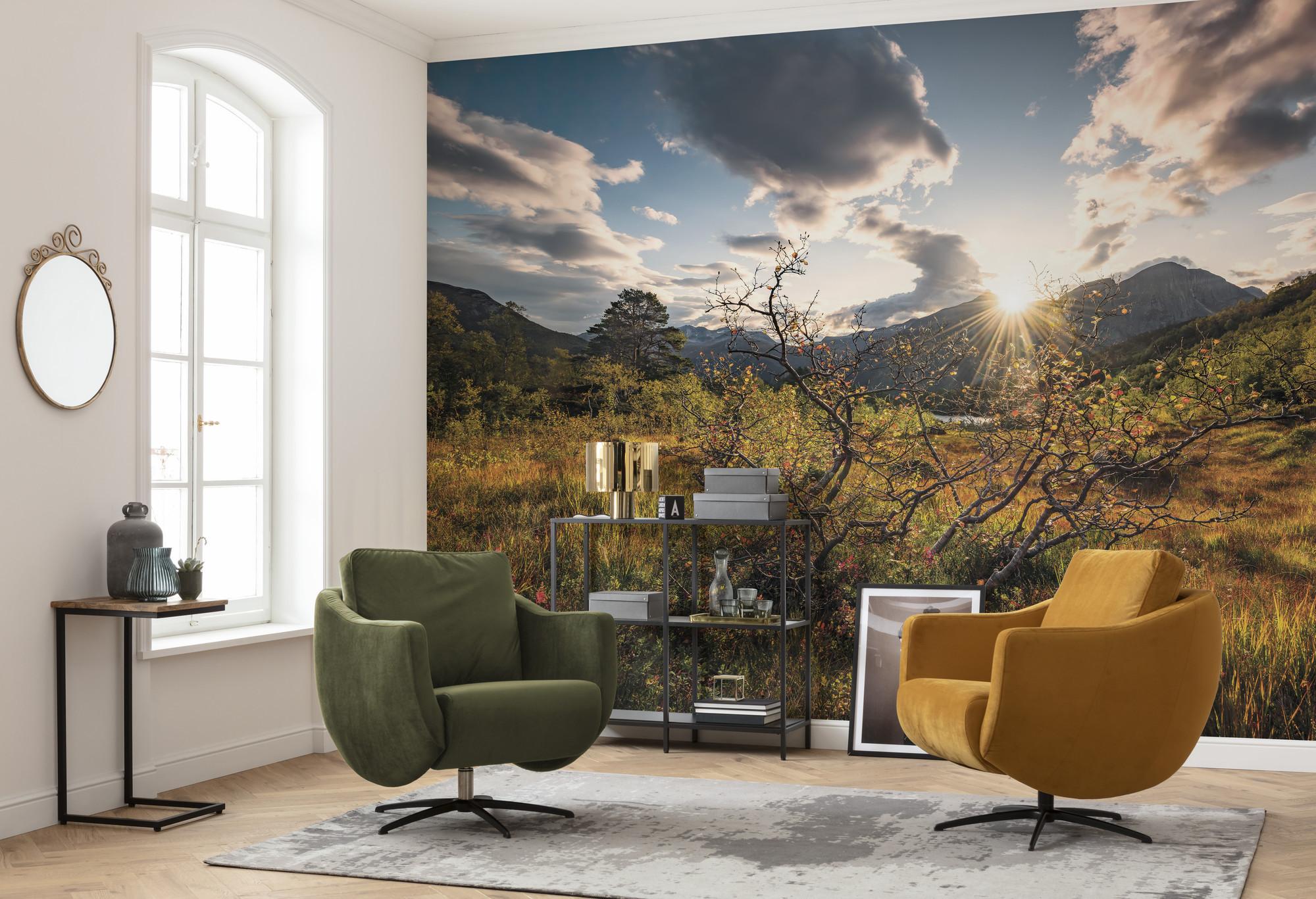 Fototapete Norwegische Herbstwelten - Multicolor, Trend, Textil (450/280cm)