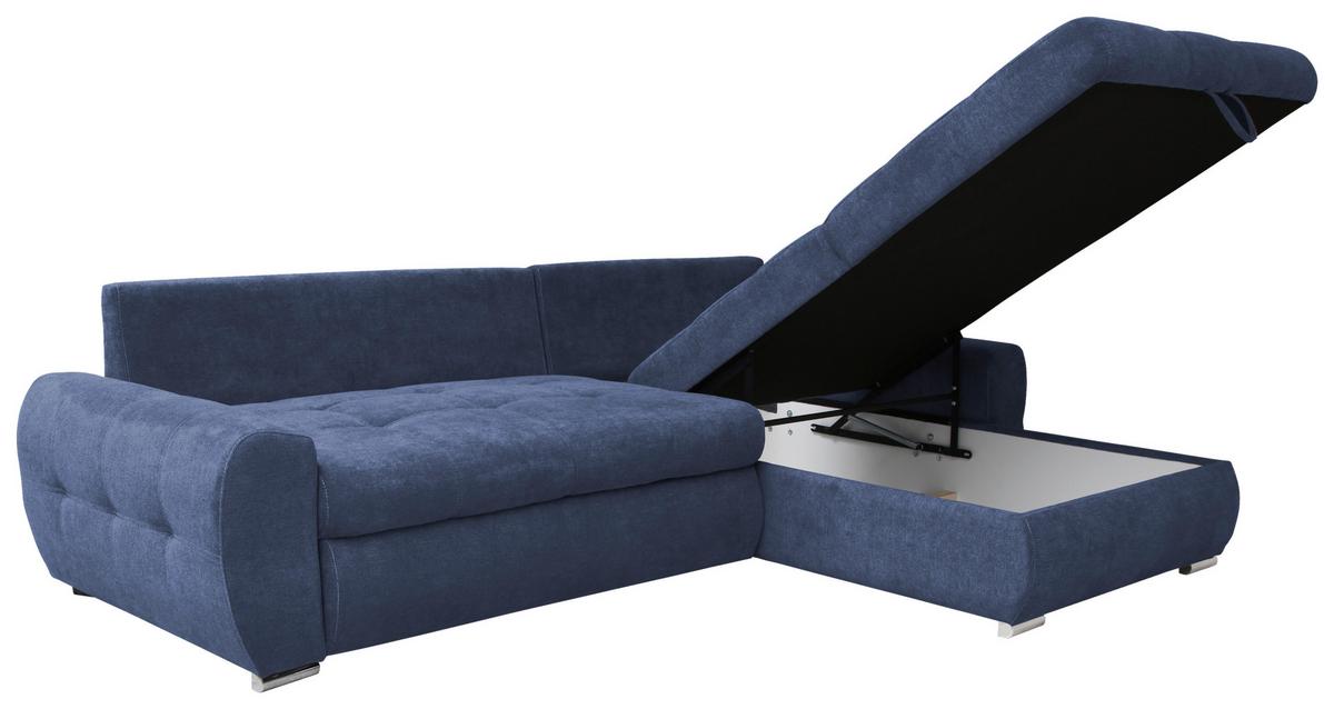 Rohová sedačka SOLAR, obojstranná, tmavomodrý velúr - biela/tmavomodrá, Design, textil/plast (277/175cm) - Livetastic