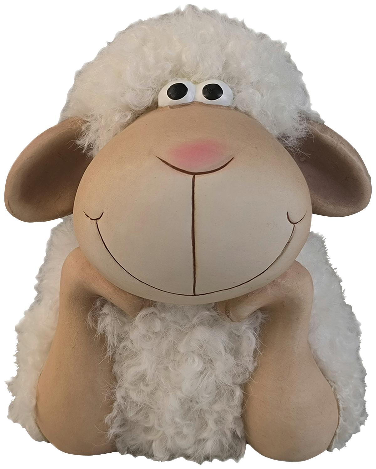 Dekoschaf Shawn - Creme/Weiß, KONVENTIONELL, Keramik/Textil (14/13,5/16cm) - Luca Bessoni