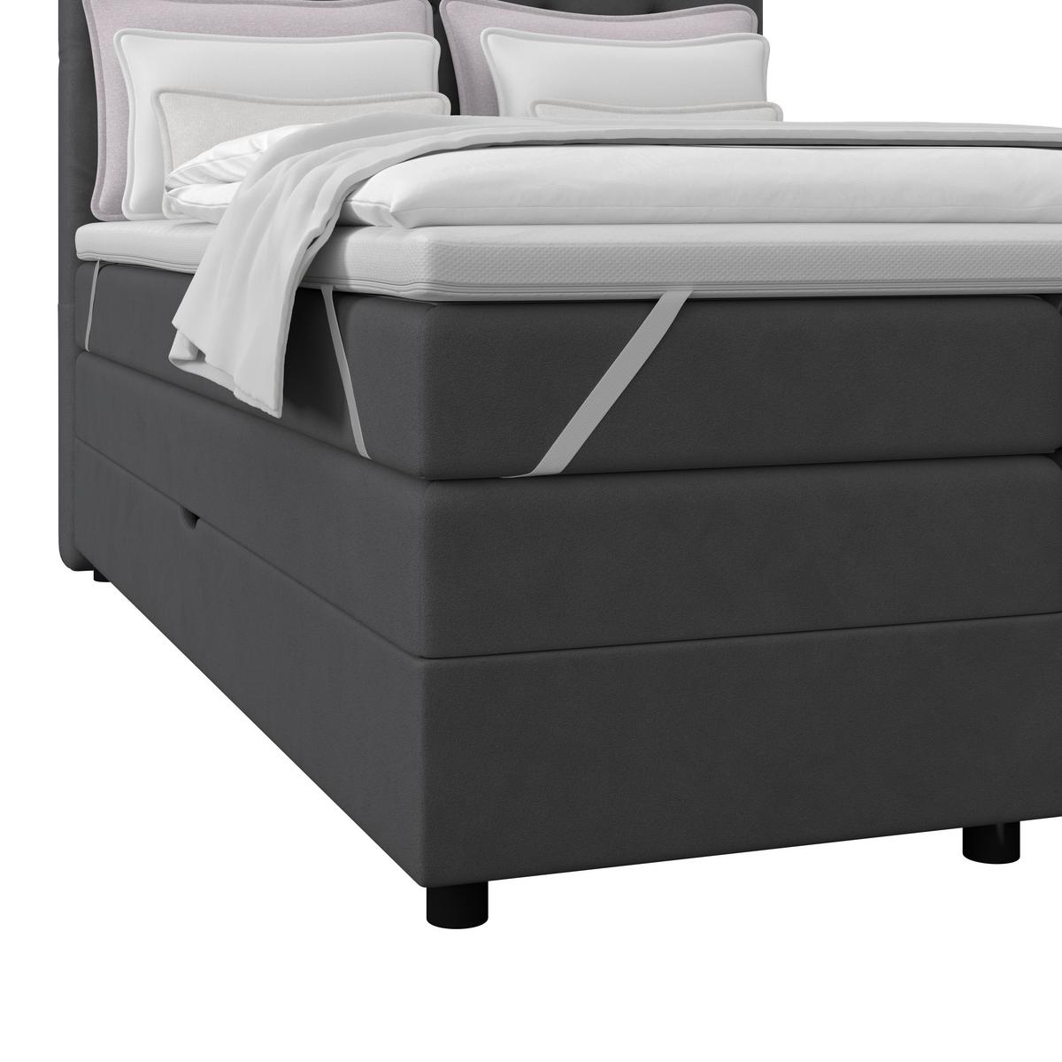 Boxspringbett Elio Graphitfarben 140x200 Cm H4 - Schwarz/Graphitfarben, ROMANTIK / LANDHAUS, Textil (144/121/212cm) - James Wood