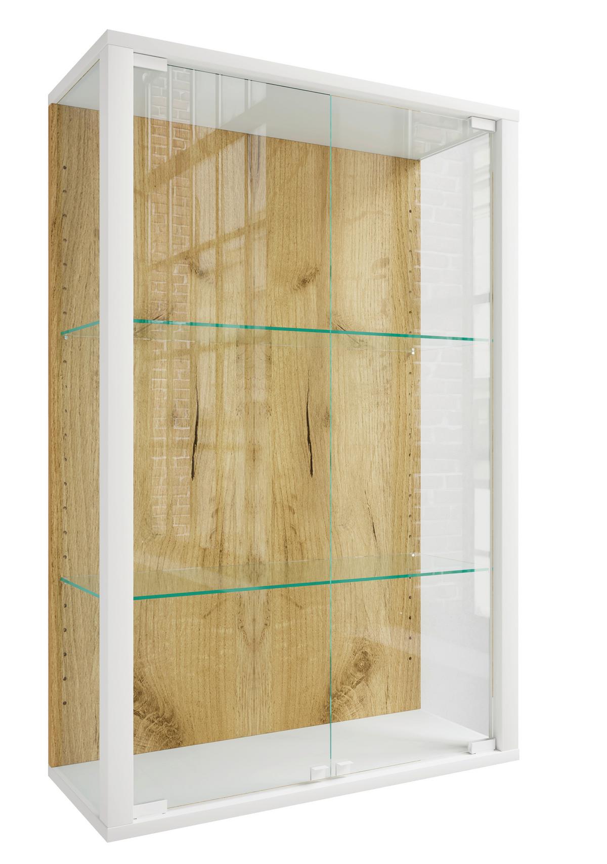 Hängevitrine Udina Weiß/Honigeiche B: 59 cm - Honigeiche/Klar, Design, Glas/Holzwerkstoff (59/80/25cm) - Livetastic