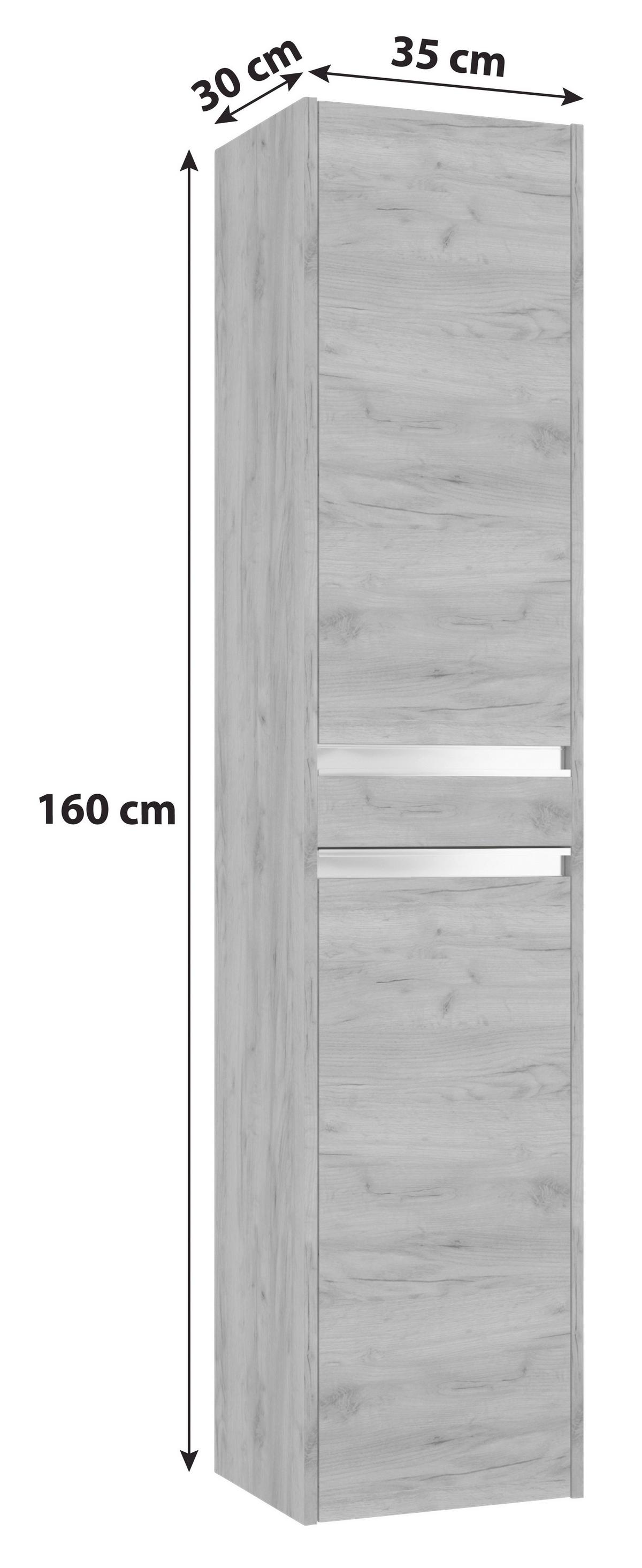 Hängender Hochschrank Mit Soft Close Nena B: 35cm Eiche Dekor - Eichefarben, MODERN, Holzwerkstoff (35/160/30cm) - MID.YOU