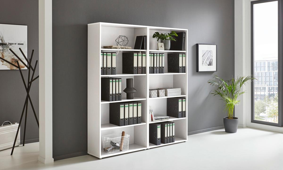 Aktenregal Office Edition Weiß B: 168,8cm - Silberfarben/Weiß, MODERN, Holzwerkstoff (168,8/185,6/33cm) - MID.YOU