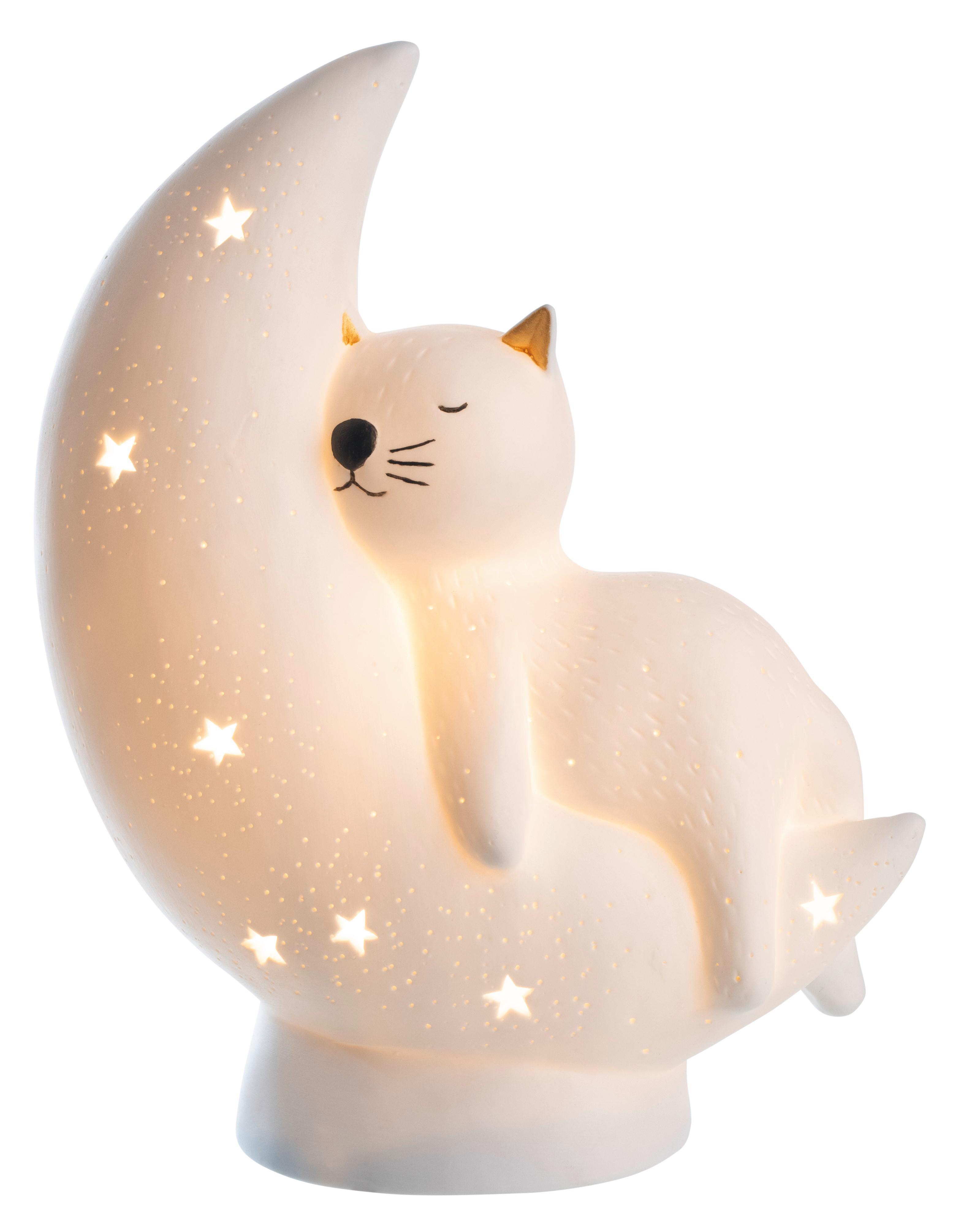 Tischlampe Serafina Weiß mit Schalter - Weiß, ROMANTIK / LANDHAUS, Keramik/Kunststoff (19,8/9,6/24,5cm) - James Wood