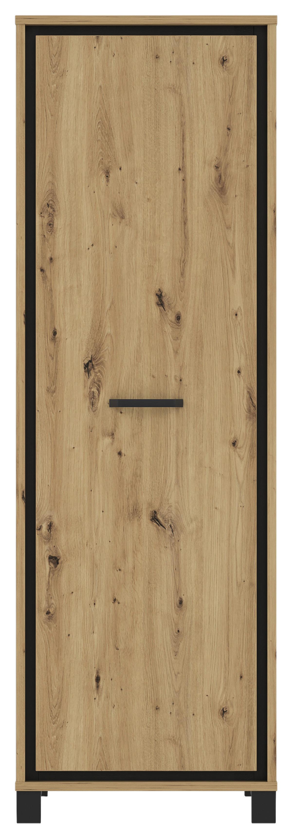 Garderobenschrank Trondheim Eiche Dekor B: 64,4 Cm - Eichefarben/Schwarz, Basics, Holzwerkstoff/Kunststoff (64,4/199,4/41,5cm) - Livetastic