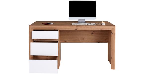Schreibtisch mit Stauraum B 152cm H 78cm Kashmir New - Eichefarben/Weiß, MODERN, Holzwerkstoff (152/78/60cm) - James Wood