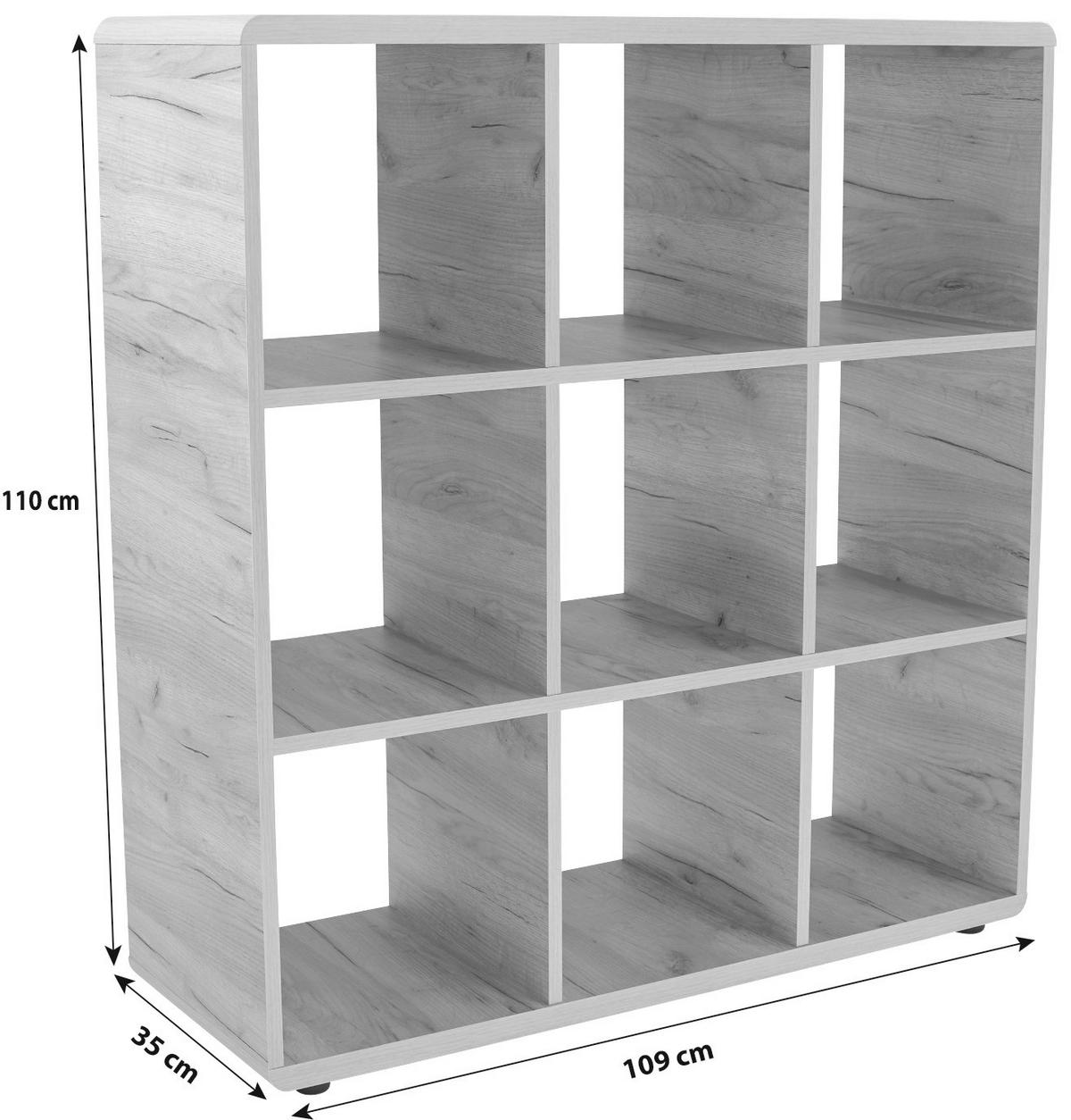 Polc Fontana - tölgyfa színű/sötétszürke, Modern, faalapú anyag (108,8/110,2/35cm)