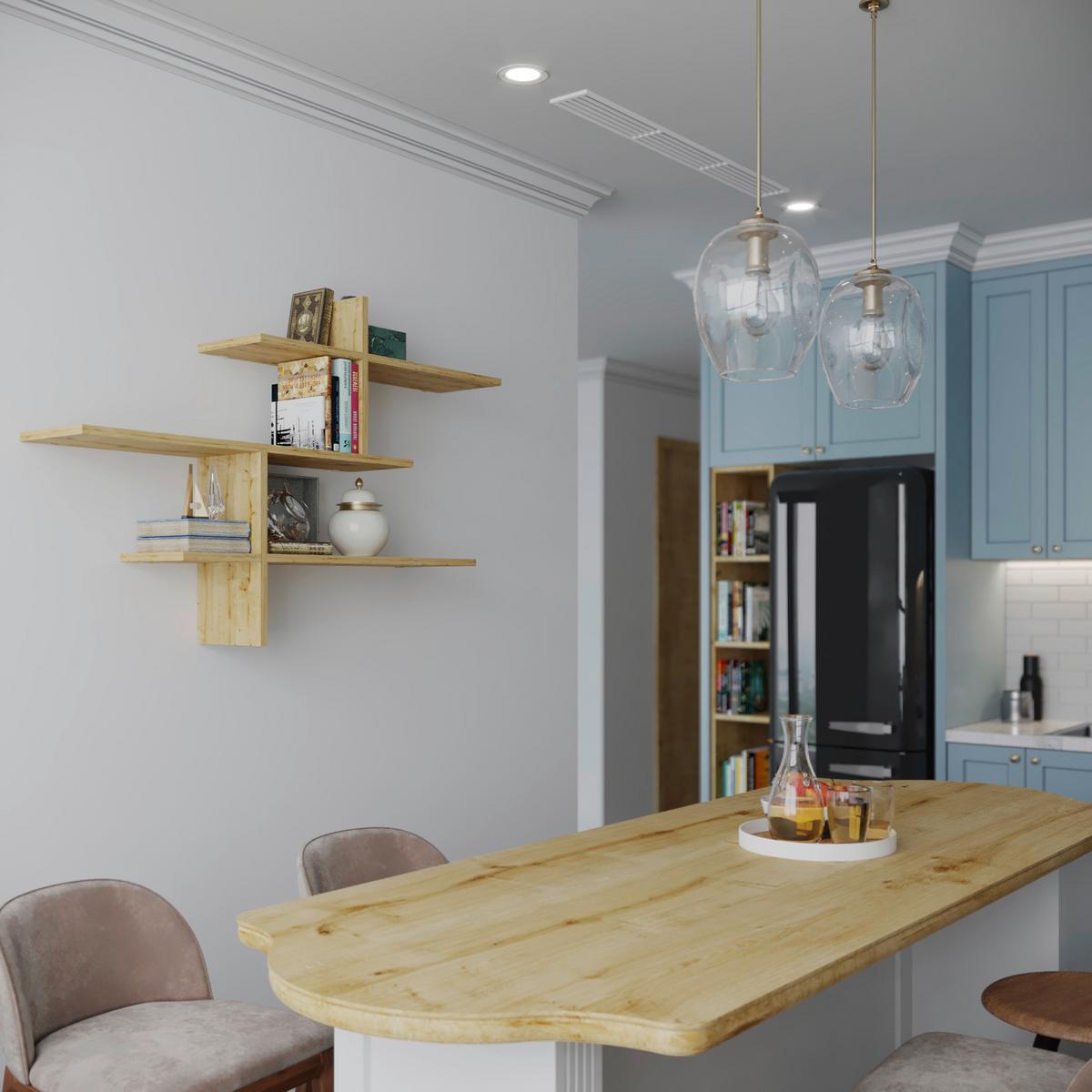 Wandregal Leo Regal - Eichefarben, Design, Holzwerkstoff (123/81/22cm) - Livetastic