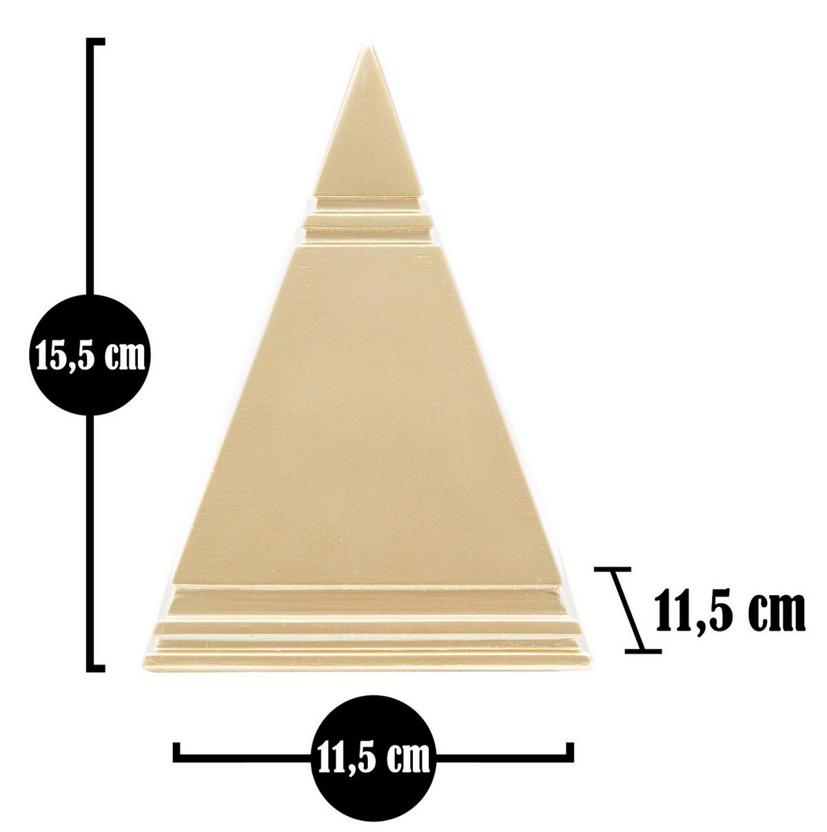 Skulptur Pyramide Gold B: 11,5 cm - Goldfarben, Basics, Kunststoff (11.5/15.5/11.5cm)