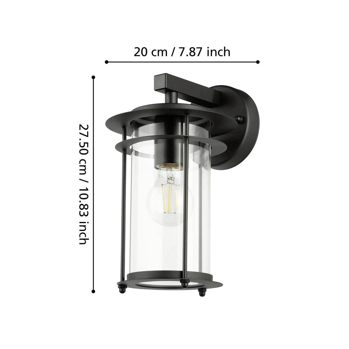 Außenwandleuchte Valdeo 60w Metall Glas, Wandmontage - Klar/Transparent, KONVENTIONELL, Glas/Metall (16,5/27,5/20cm) - Eglo