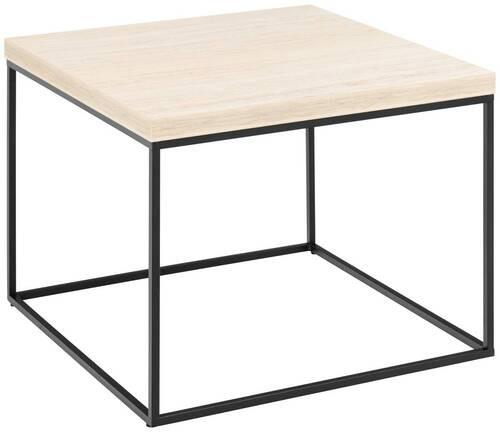 Konferenčný stolík béžová,travertín - čierna/béžová, Design, kov/kompozitné drevo (60/60/45cm) - Livetastic