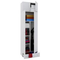 Víceúčelová skříň VANDOL, nástavba se zásuvkou, bílá - bílá/černá, Moderní, kompozitní dřevo/plast (70/238/39cm) - MID.YOU