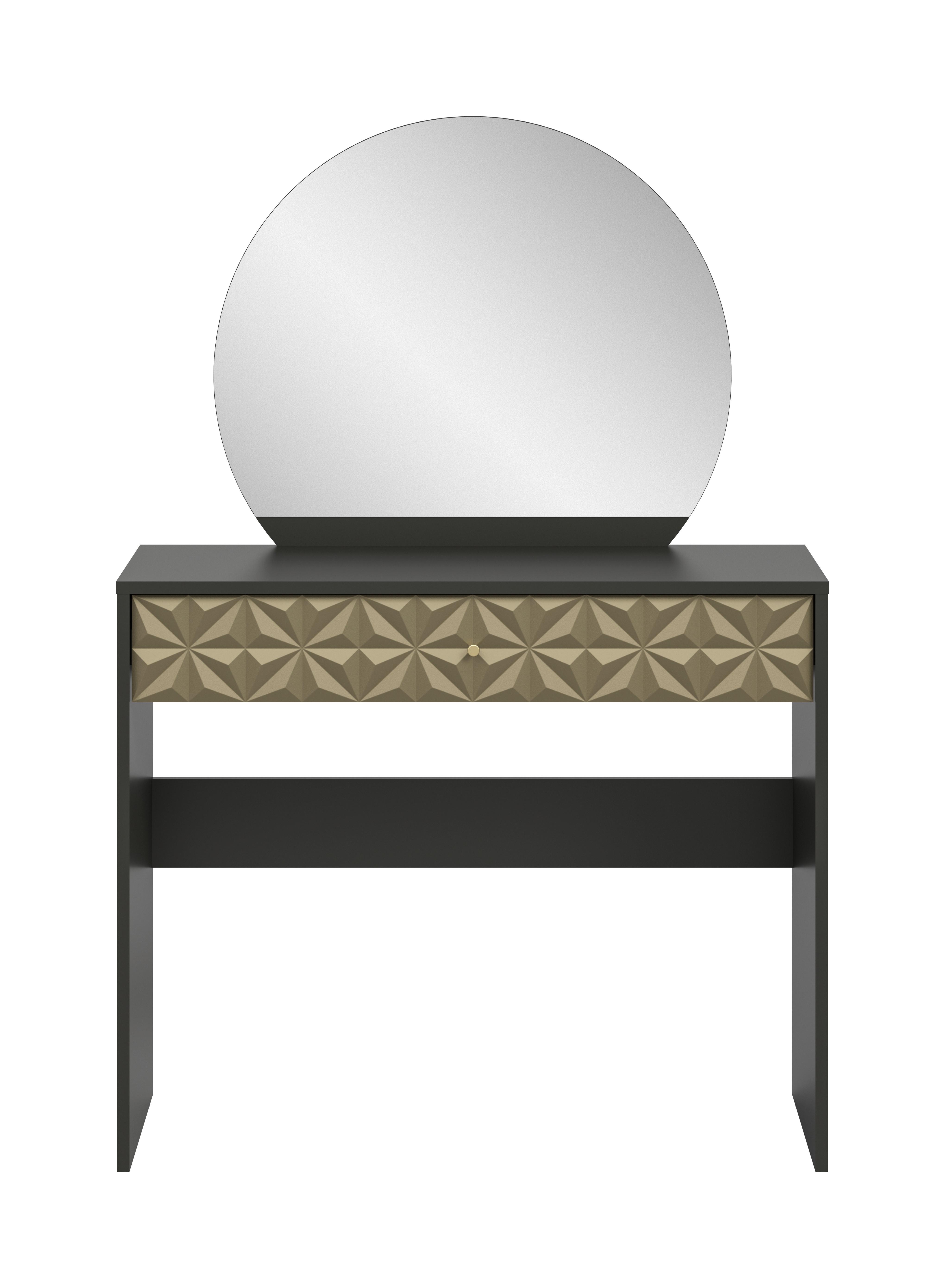 Schminktisch Prisma Schwarz/Goldfarben B: 90cm - Goldfarben/Schwarz, Design, Holzwerkstoff (90/133/39cm) - Livetastic