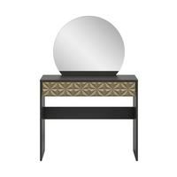 Schminktisch Prisma Schwarz/Goldfarben B: 90cm - Goldfarben/Schwarz, Design, Holzwerkstoff (90/133/39cm) - Livetastic