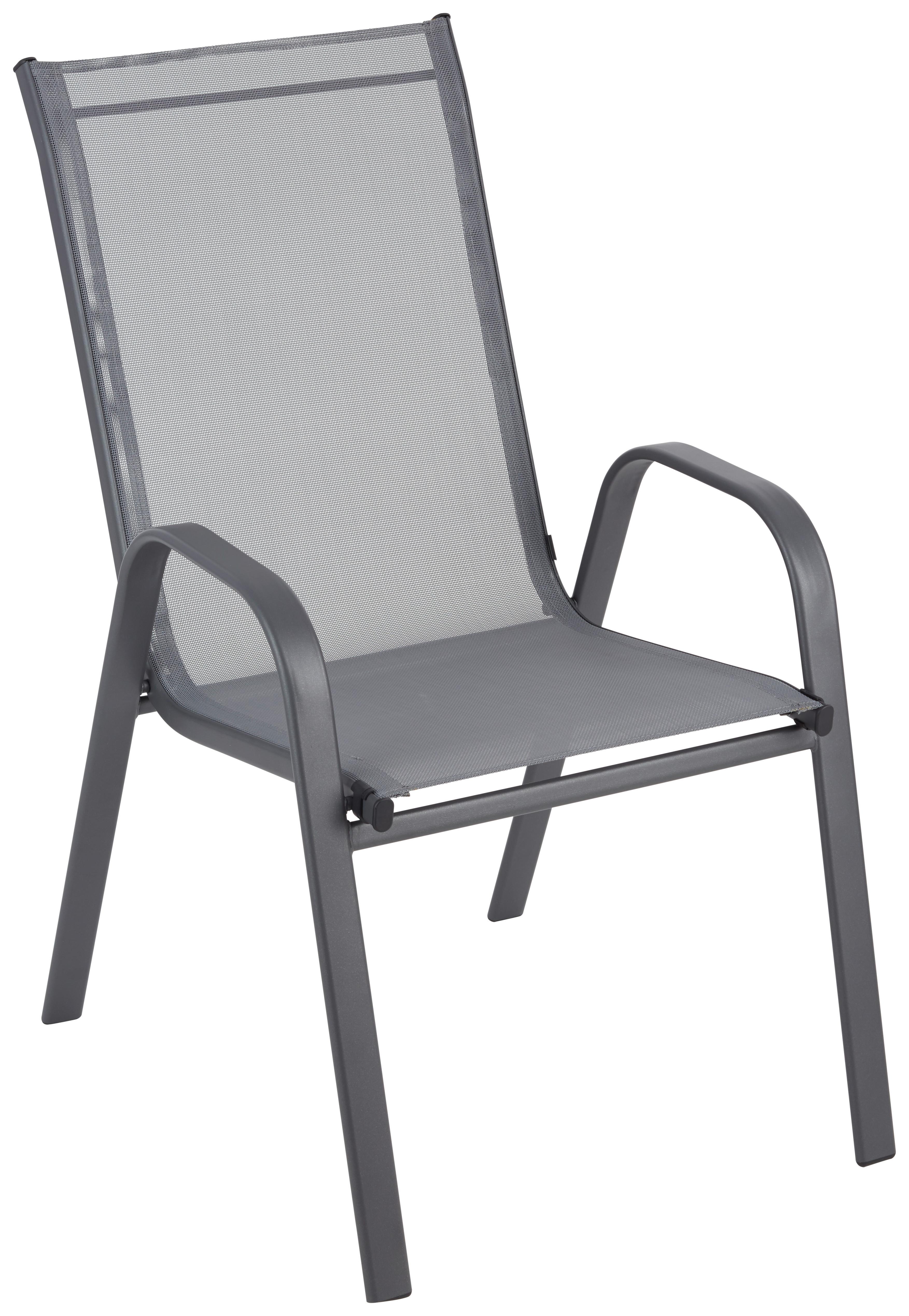 Gartensessel Stapelbar Alexis Stahl/textilene - Anthrazit, MODERN, Textil/Metall (54/92/73cm) - Ondega