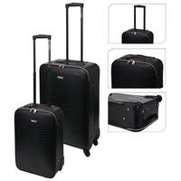 Reisekofferset 2-Tlg. Schwarz 4 Rollen - Goldfarben/Schwarz, Basics, Kunststoff (39,5/21/63cm)