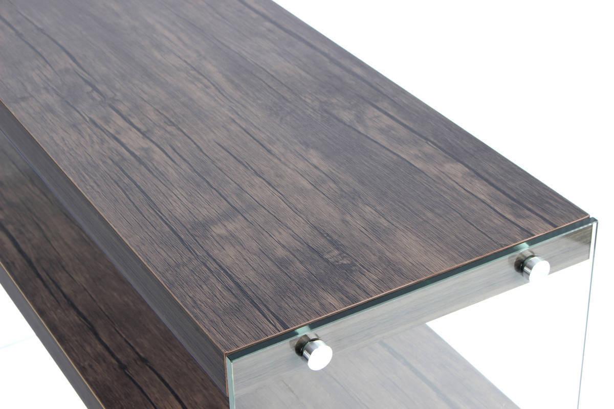 Beistelltisch mit Ablage Elementary Hellbraun - Klar/Braun, Basics, Glas/Holzwerkstoff (32/110/75cm) - Kayoom