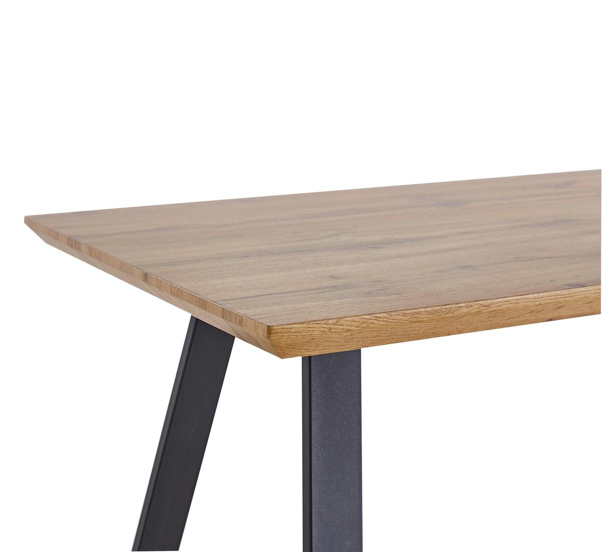 Esstisch 140x80 Eiche Dekor - Eichefarben/Schwarz, Design, Holzwerkstoff/Metall (140/80/75cm) - Livetastic