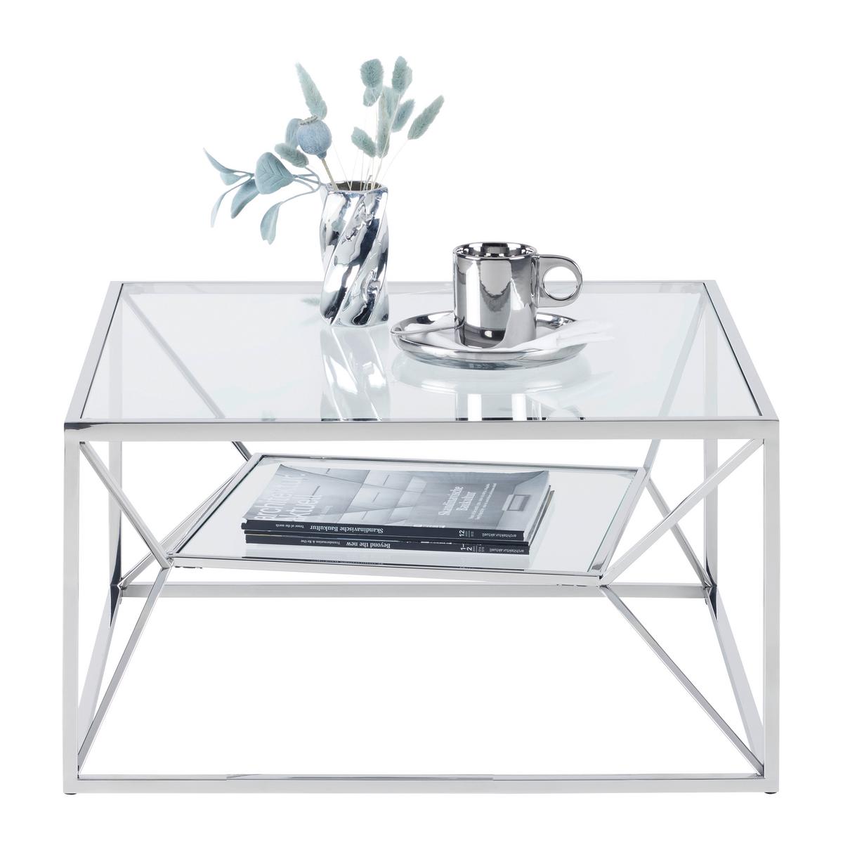 KONFERENČNÝ STOLÍK ANGEL II - chrómová, Modern, kov/sklo (70/70/38cm) - Mömax