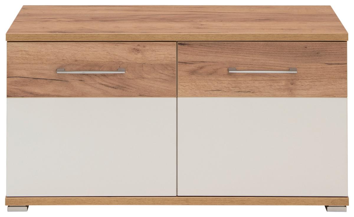 Garderobenbank Gw-Topix B 96cm 2 Drehtüren Eiche Dekor/Weiß - Eichefarben/Alufarben, MODERN, Holzwerkstoff (96/51/40cm) - Germania