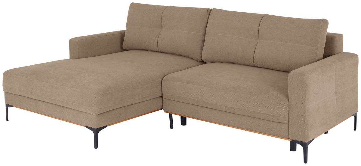 Ecksofa Bergamo - Hellbraun/Schwarz, MODERN, Textil (162/238cm) - Ondega