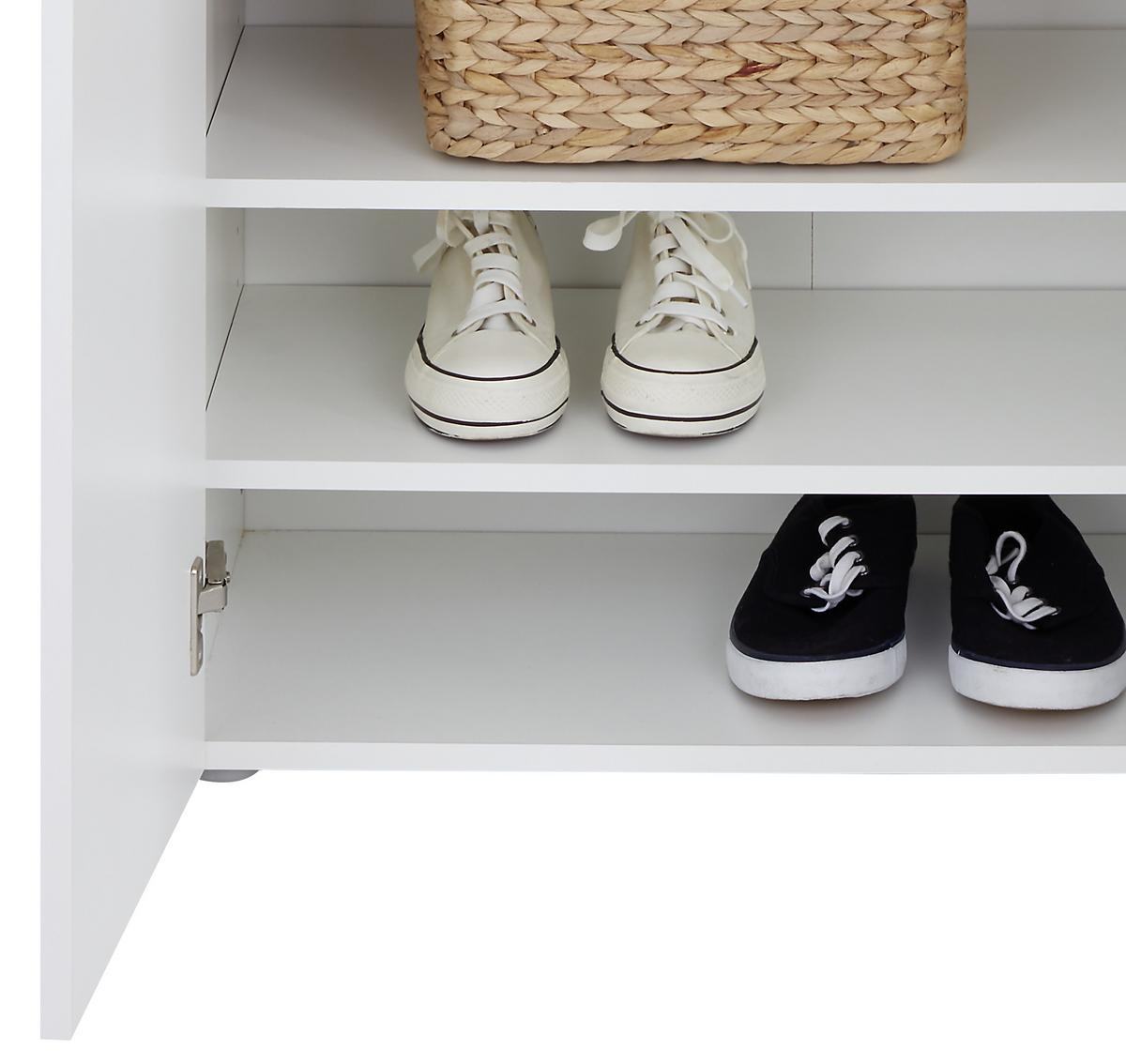 Schuhschrank Elan Weiß 4 Türen B: 70 Cm - Alufarben/Weiß, MODERN, Holzwerkstoff (70/200/36.6cm)